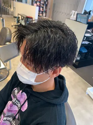 ミディアム メンズパーマ/難波/ 心斎橋　室園亮佑のヘアスタイル