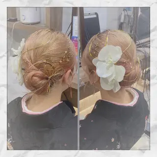 セミロング ヘアアレンジ ヘアセット/着付け 𓇼 松本 夏美𓇼のヘアスタイル
