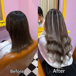 ロング シール＋ちび編み込み エクステ梅田🐨のヘアスタイル