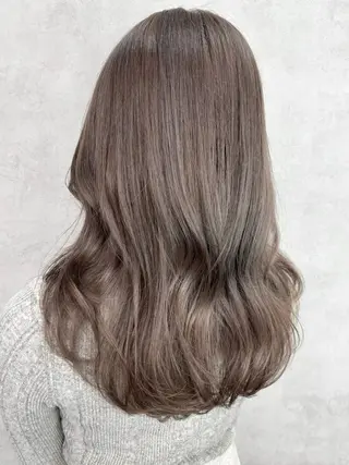 セミロング カラー 💎色落ち綺麗に白肌 ラベンダー💎りんのヘアスタイル