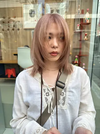 ミディアム カラー ボブ/レイヤー/ケア パーマ/リュウタのヘアスタイル