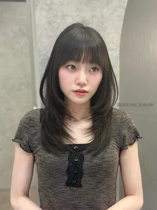 セミロング 🤍韓国ヘア/ 楓🤍のヘアスタイル