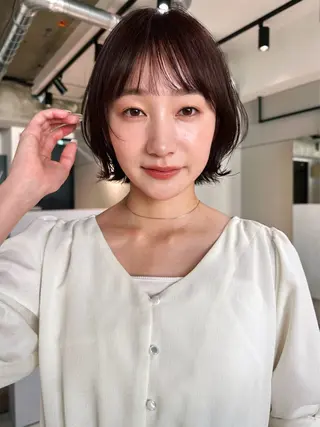 ショート カラー パーマ 🫧小顔×似合わせ× 透明感カラー🫧のヘアスタイル