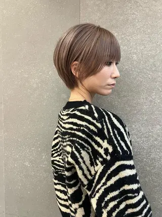 ショート カラー ボブ×縮毛矯正× 髪質改善/三ツ木一生のヘアスタイル