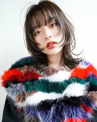 ミディアム パーマ、髪質改善 菊地美月のヘアスタイル