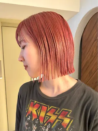 ミディアム カラー 🧡ono🧡暖色/ 切りっぱなしボブ🧡のヘアスタイル
