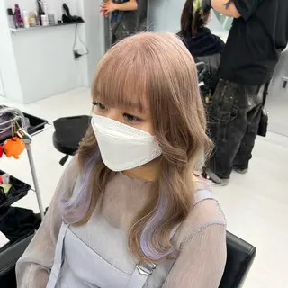 セミロング カラー ヘアアレンジ 👑垢抜け韓国ヘア ハッシュカット唯澄のヘアスタイル