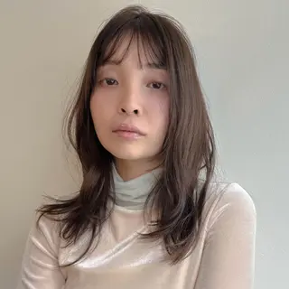 セミロング カラー 平野恵/透明感カラー ブリーチ/ボブのヘアスタイル