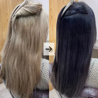 セミロング カラー パーマ KIZU 髪質改善 オカルト怪談のヘアスタイル