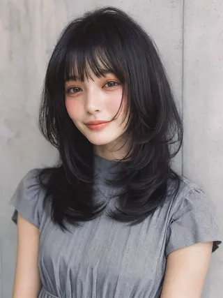 ミディアム 韓国風cut/ 縮毛矯正/正岡幹康のヘアスタイル