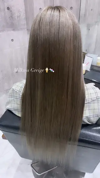 セミロング カラー ヘアアレンジ ♡🎀垢抜け透明感 カラーaomi🐇♡のヘアスタイル