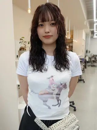 ミディアム パーマ runa/パーマ /ワンカラーモデルのヘアスタイル