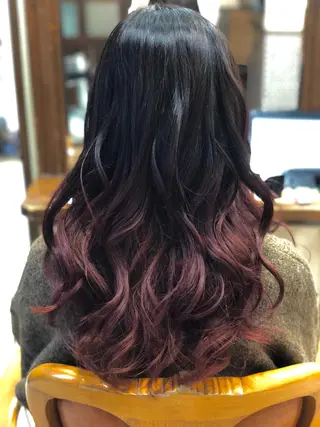 ロング カラー 白髪ぼかし脱白髪染め 大塚綾のヘアスタイル