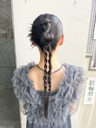 ロング ヘアアレンジ アレンジ🎀暗髪🥣 FACE。らんのヘアスタイル