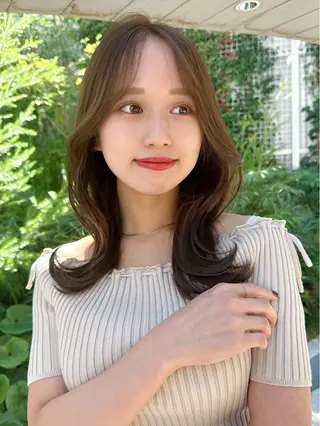 セミロング カラー 顔周り/くびれヘア 韓国ヘア💕風間るなのヘアスタイル