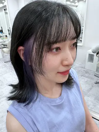 ミディアム ボブ、レイヤー、 ハイトーン、古淵のヘアスタイル