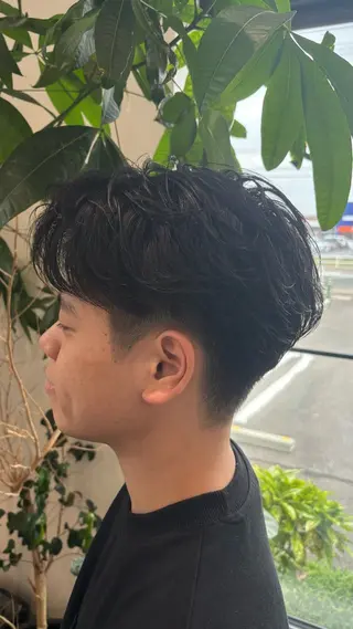 ショート メンズ 鼎一真ハイトーン/ パーマ/何でも屋さんのヘアスタイル