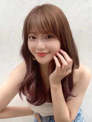 セミロング カラー 顔周り/くびれヘア 韓国ヘア💕風間るなのヘアスタイル