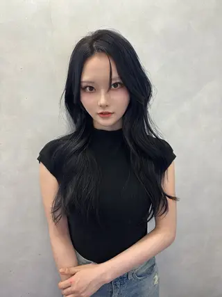 ロング カラー 映える顔周りカット ♥️韓国ヘア"ちぇるのヘアスタイル