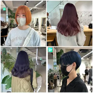カラー レイヤー/顔まわり カット/地毛風カラーのヘアスタイル