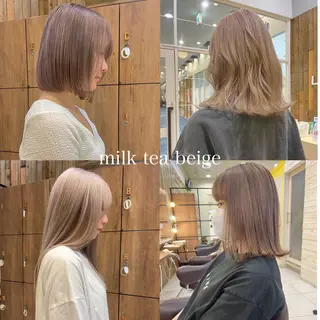 カラー 黒田瀬奈/ボブ まろやかベージュのヘアスタイル