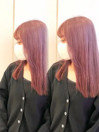 セミロング カラー ハッシュカット レイヤー池袋のヘアスタイル