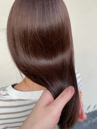 ミディアム カラー ブリーチなしで透け感 暖色カラーボブaoiのヘアスタイル