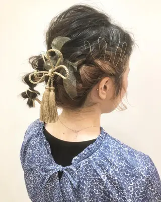 ミディアム カラー パーマ ヘアアレンジ 高橋 隆一のヘアスタイル