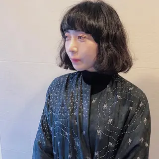 ミディアム カラー パーマ 長井 美佳のヘアスタイル