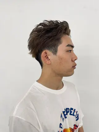 カラー メンズ スパイキーパーマ 柏NO1 藤本葉のヘアスタイル