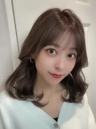 ミディアム カラー 本格韓国ヘア🇰🇷 【uni】キューさんのヘアスタイル
