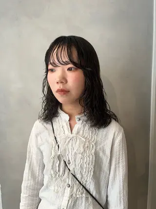 ミディアム パーマ ボブ/ベージュ/ パーマ🪿近森ゆいのヘアスタイル