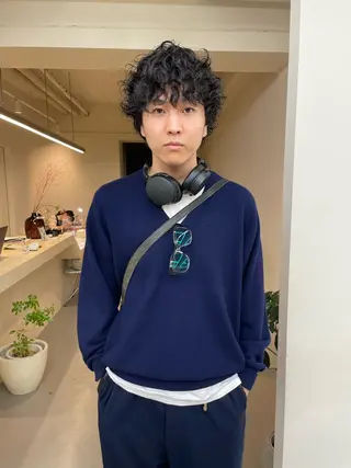 ミディアム パーマ メンズ 小岩 荘太のヘアスタイル