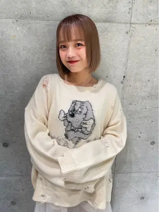 ミディアム まいか🤎髪質改善 ミルクティーボブ🎀のヘアスタイル