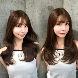 セミロング カラー 新宿/韓国風レイヤー 髪質改善/渋谷直樹のヘアスタイル