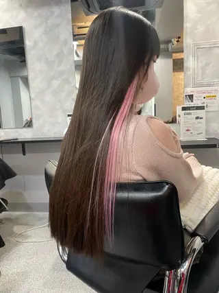 ミディアム ケアブリーチ/ エクステ/レイヤーのヘアスタイル