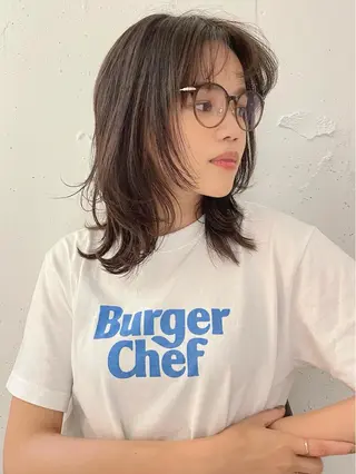 ミディアム カラー パーマ ヘアアレンジ 透明感color 🥣suzunaのヘアスタイル