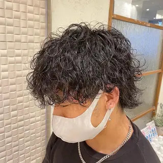 ミディアム 新宿メンズパーマ ヨモギダのヘアスタイル