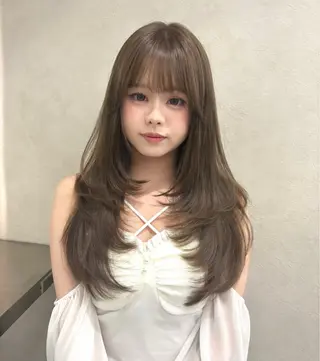 ミディアム ヘアアレンジ ふみか🎀 ブリーチなしカラーのヘアスタイル