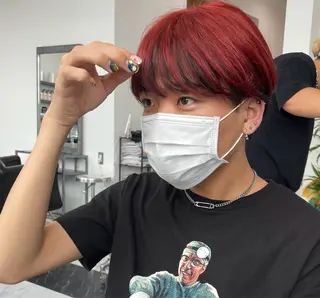ショート カラー パーマ メンズ 鶴田 来夢のヘアスタイル
