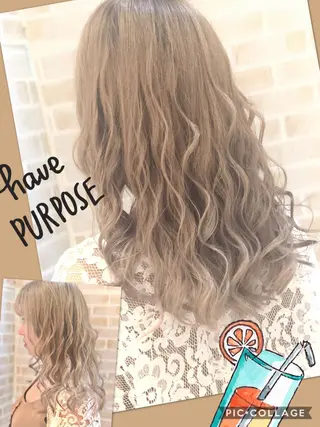 セミロング カラー 永島 桜のヘアスタイル