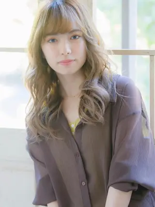 ロング カラー パーマ さかい なつみのヘアスタイル