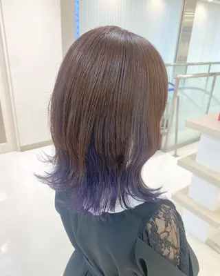 ミディアム カラー 推し活/韓国/ブリー チカラーminamiのヘアスタイル