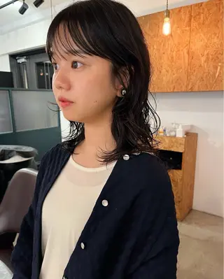 ミディアム カラー パーマ 暖色/パーマ 🌼クニトウメイのヘアスタイル