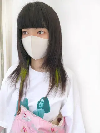 セミロング カラー ヘアアレンジ 南堀江 möwen ( メーヴェ )所属・mowen RUIのヘアスタイル