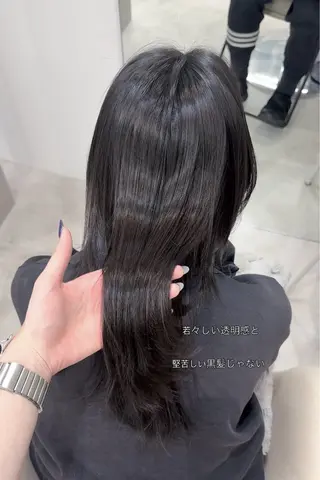 セミロング カラー パーマ ヘアアレンジ パク・ボミン小野リエ 韓国ハーフ🦊のヘアスタイル
