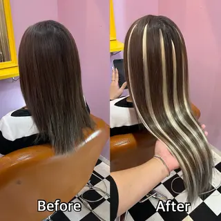 ロング シール＋ちび編み込み エクステ梅田🐨のヘアスタイル