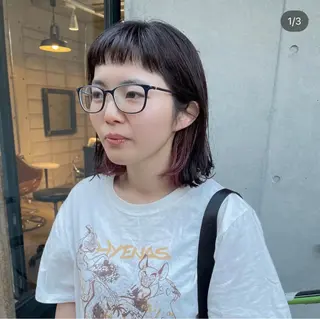 ミディアム カラー ポミエ恵比寿所属・ショートウルフくせ毛 お任せくださいのヘアスタイル