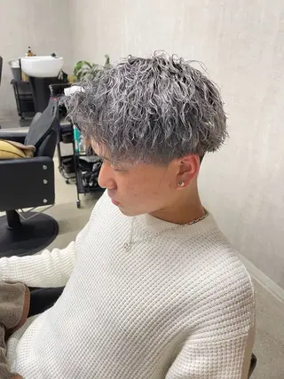 ショート カラー パーマ メンズ メンズパーマ/波巻き パーマ/シャドウのヘアスタイル