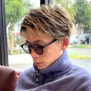 カラー メンズ ハイトーン/ボブ/ ハイライト🌱ᩚ涼介のヘアスタイル